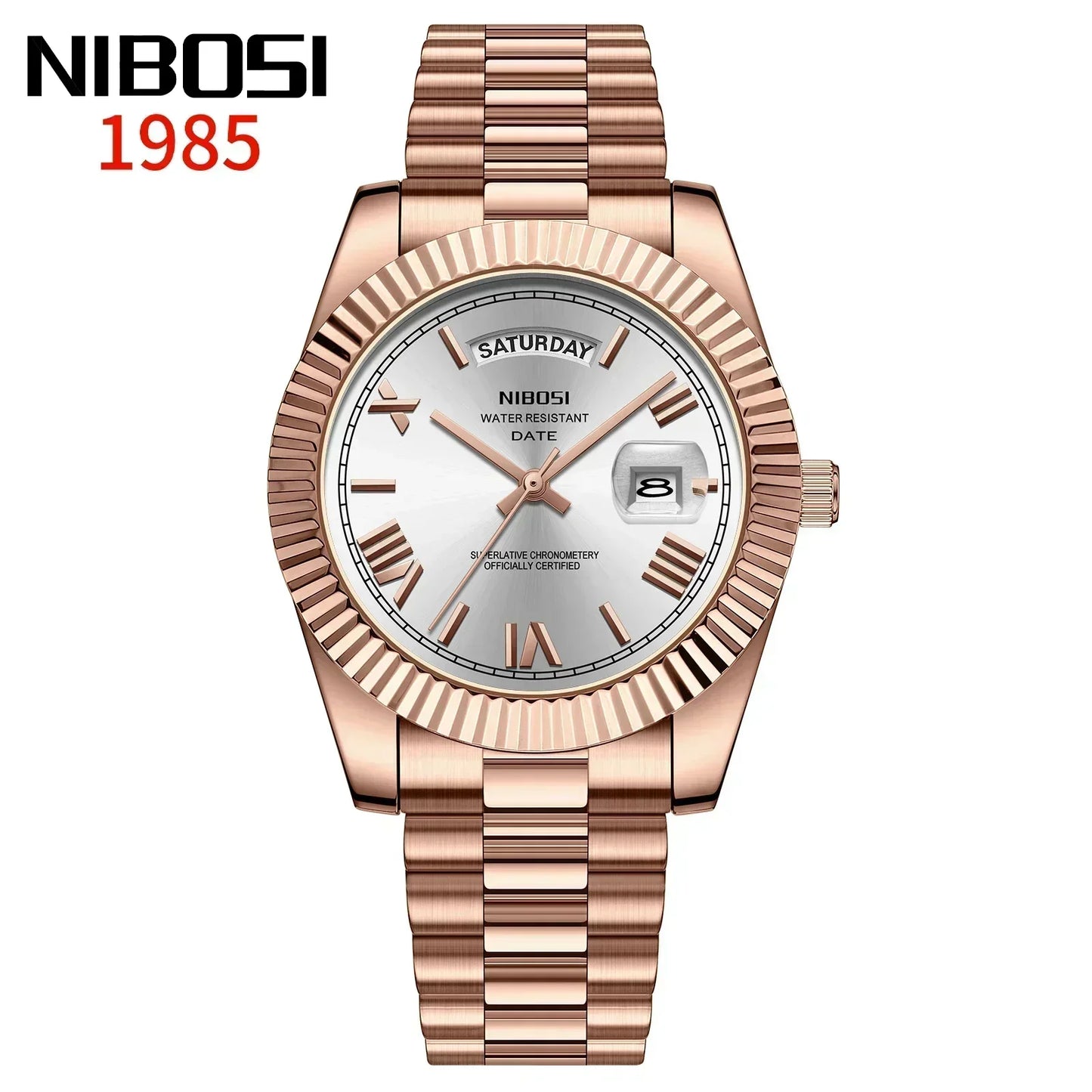 NIBOSI Rose Gold/ White Watch