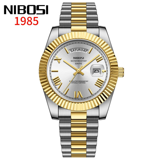 NIBOSI Gold/ White Watch