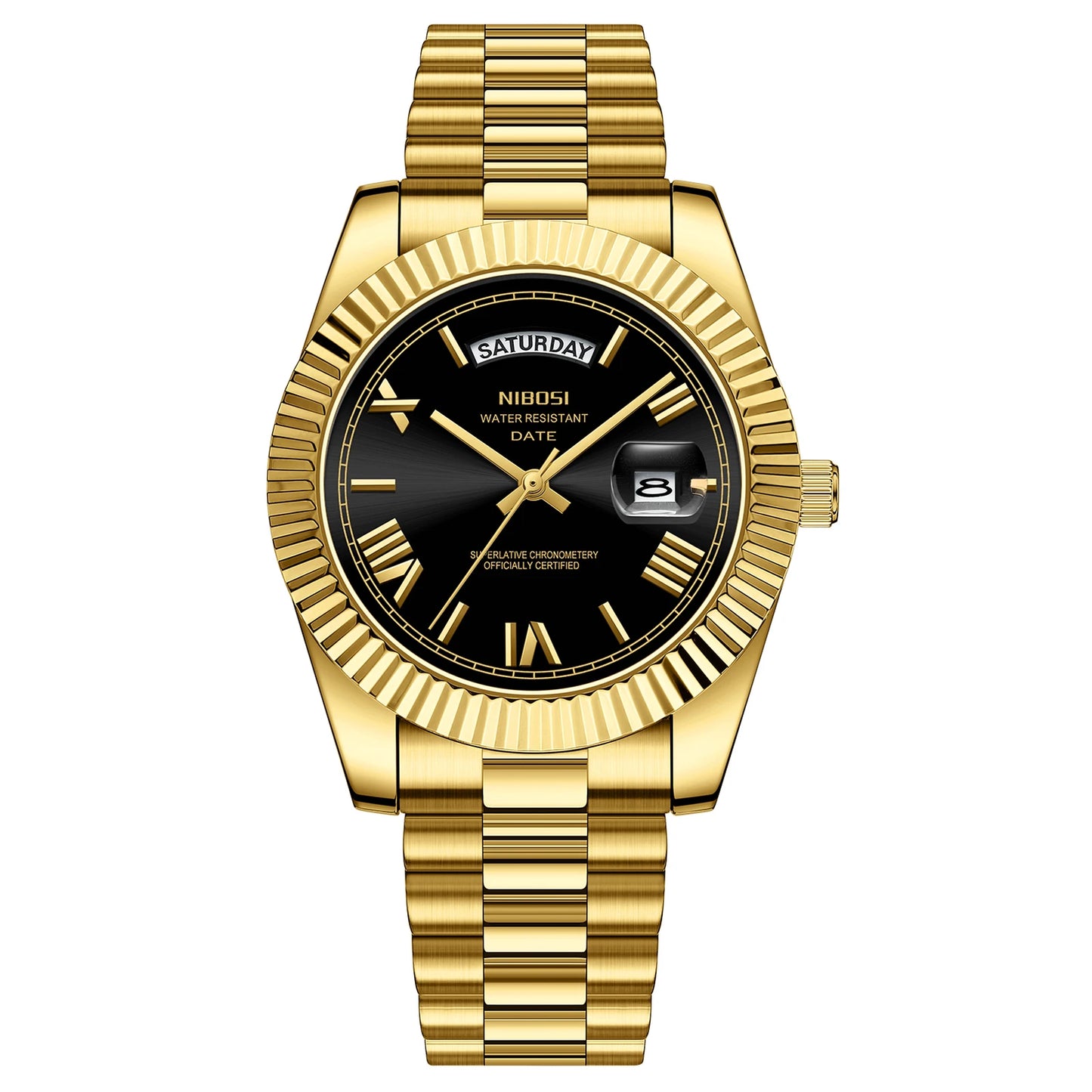 NIBOSI Gold/ Black Watch